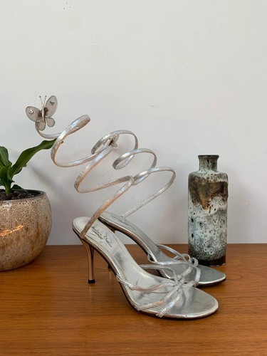 Silberne riemchen high heels - riemchen,